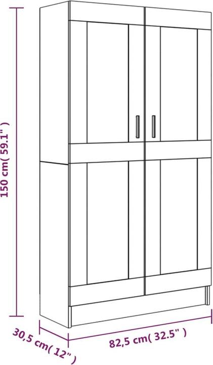 Actual product image VidaXL Bücherschrank Grau Sonoma 82,5x30,5x150 cm (82.5 x 30.5 x 150 cm)