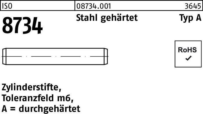 Produktbild Zylinderstift ISO 8734 1,5 m6 x 8 Stahl gehärtet Toleranz m6 ISO 8734