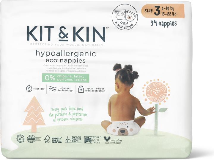 Actual product image Kit & Kin Nappies (Size 3, Pack, 34 Piece)