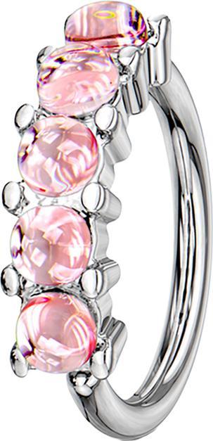 Image du produit Star Piercing Micro piercing anneau argent cinq pierres époxy rose (Acier chirurgical 316L, sans laiton)