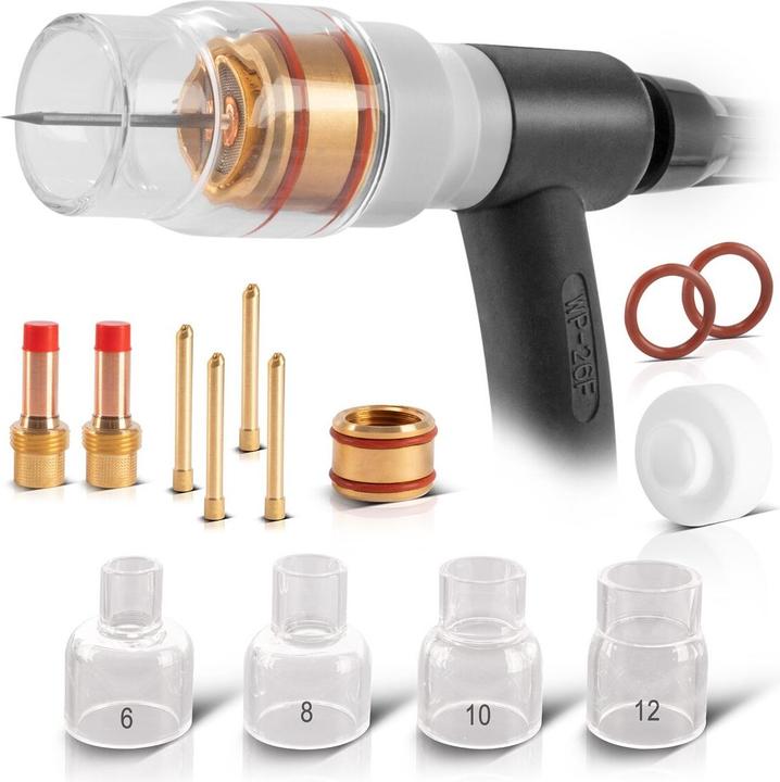 Produktbild Stahlwerk Glas Gaslinsen Set 14tlg WIG Schweisszubehör für WP SR 17 18 26
