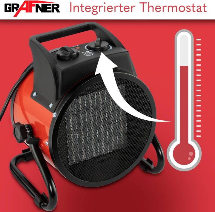 Image du produit Grafner Chauffage électrique Aérotherme de chantier Chauffage radiant 3000 watts EH10934 (3000 W)