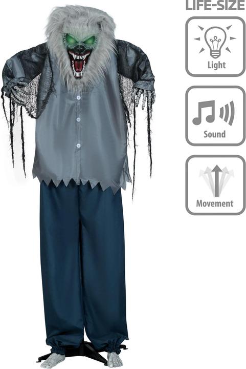 Metamorph Wütender Werwolf– animierte Halloweendeko – 210 cm