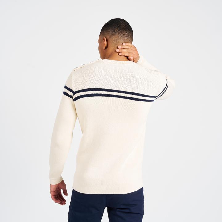 Image du produit Tribord Pull-over voile tricoté homme 100 beige/bleu foncé rayé (XXL)