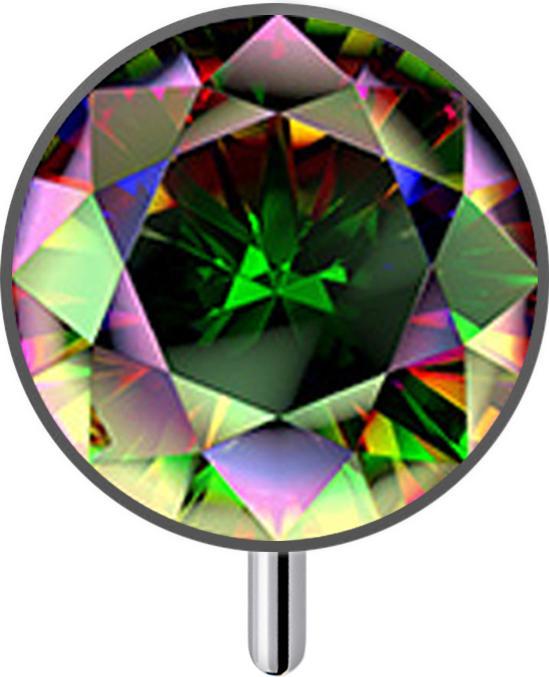 Image du produit Star Piercing Threadless demi-sphère noire avant avec cristal sombre multicolore (sans laiton, Titane G23)