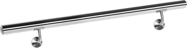 Wiltec Handlaufset Wandhalter Handlauf 80cm Halter Treppe Haltegriff Edelstahl V2A (Edelstahl)