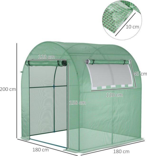 Produktbild Swisshandel24 Foliengewächshaus 180x180x200 cm, mit Seitenfenster, PE-Gitterfolie, Grün