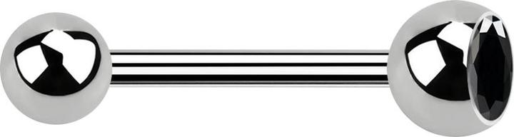 Actual product image Star Piercing Barbell silver with ball and ball crystal black (without brass, Titanium G23)