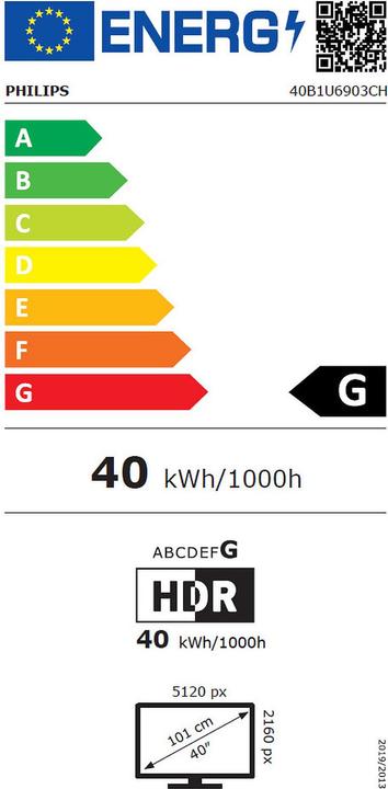 Energie-Label Philips 40B1U6903CH/00 (5120 x 2160 Pixel, 39.70")