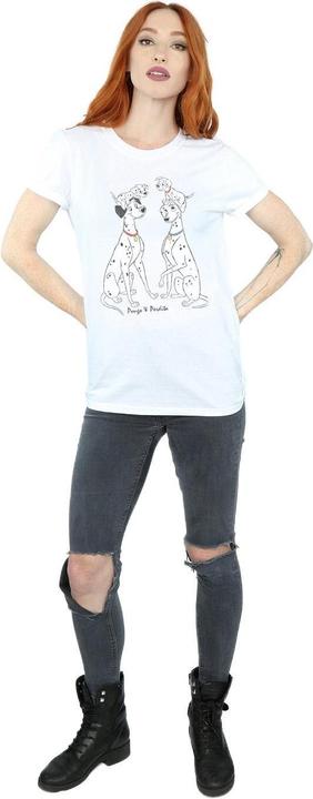 Actual product image 101 Dalmatians Womens/Ladies Pongo And Perdita Cotton Boyfriend T-Shirt (S)