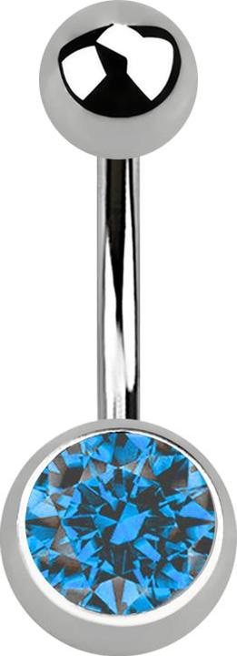 Image du produit Star Piercing Banane argentée avec boule et cristal boule bleu clair (sans laiton, Titane G23)