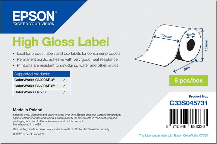 Actual product image Epson High gloss permanent acrylic adhesive