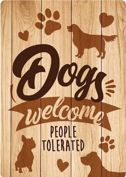 Actual product image Plenty gifts Waakbord Blik Dogs Welcome People Tolerated