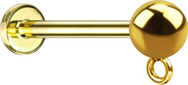 Image du produit Star Piercing Micro Labret femelle doré avec boule anneau pour pendentif (Acier chirurgical 316L)