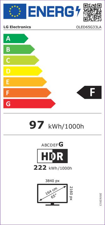 Etichetta energetica LG OLED65G33LA 65" (165 cm) OLED 4K Smart TV (65", G3, OLED, 4K, 2023)