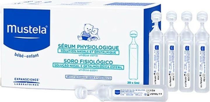 Actual product image Mustela Bebe Saline Solution Eye And Nasal Drops Sterile 20x5ml (15 ml, Day)