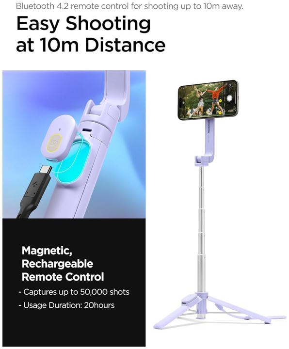 Produktbild Spigen S571W MagSafe Bluetooth Selfie Stick with Tripod - Purple