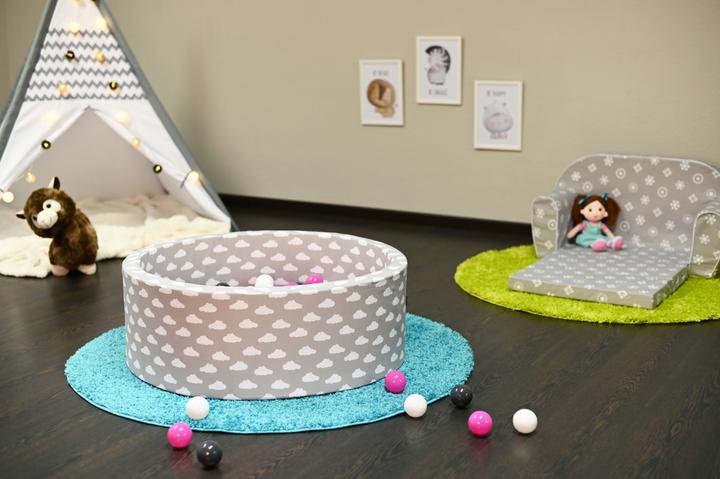 Actual product image Knorrtoys Ball pool soft - "Grey white clouds" - 300 balls cream/grey/rose