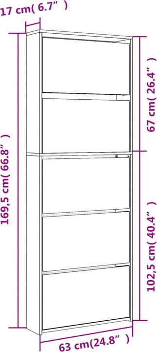 Immagine prodotto VidaXL Nehemiah (63 x 17 x 169,5 cm)