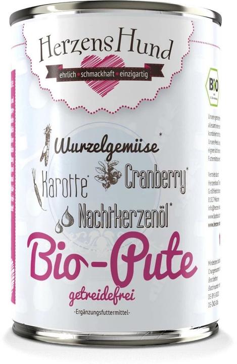 Produktbild HerzensHund Nassfutter Getreidefrei Bio-Pute mit Bio-Karotte, 400 g (Adult, 1 Stk., 450 g)