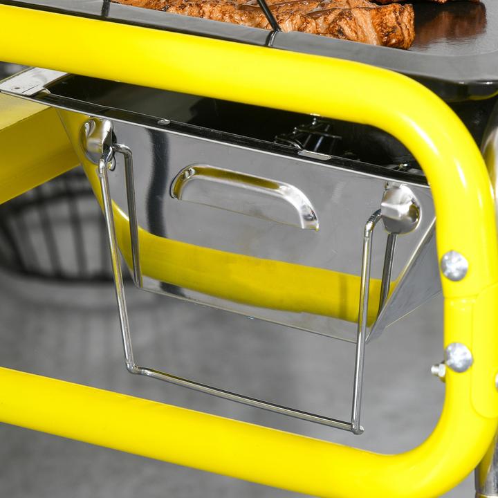 Image du produit Outsunny Gril à charbon de bois avec pieds réglables, 2 grilles, une plaque à griller et un sac de transport