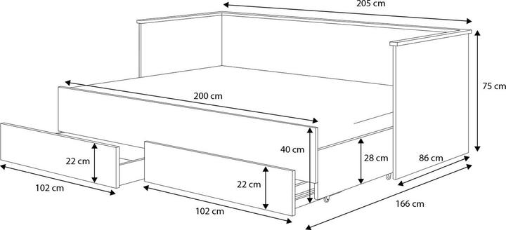 Image du produit ADRK Furniture Lit double avec matelas HELA II 200x80 (200 x 80 cm)