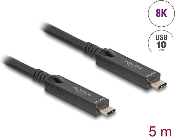 Produktbild Delock Aktives Optisches USB-C 8K Video + Daten + PD Kabel 5 m (5 m, USB 3.2 Gen 2)