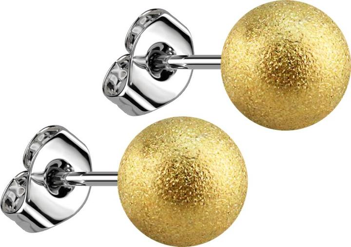 Produktbild Star Piercing Ohrstecker mit Kugel vergoldet gesprenkelt (ohne Messing, Chirurgenstahl 316L)