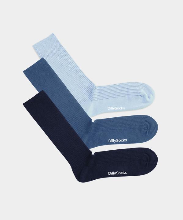 DillySocks Ribbed Ocean Blue (3er Pack)