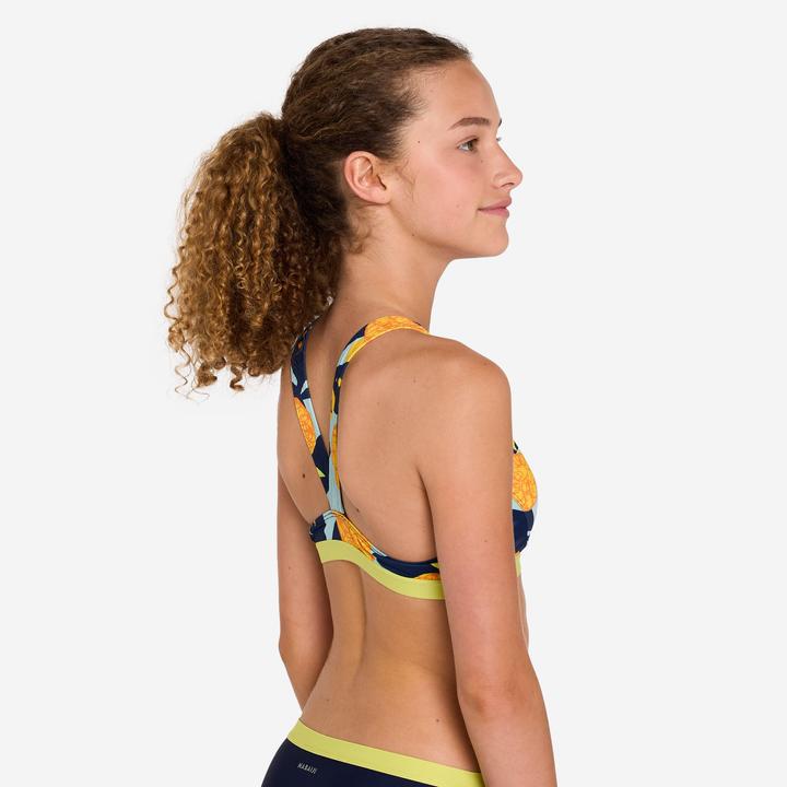 Produktbild Nabaiji Sportbikini Oberteil Mädchen - 100 Vega Hotu orange/grün (140)