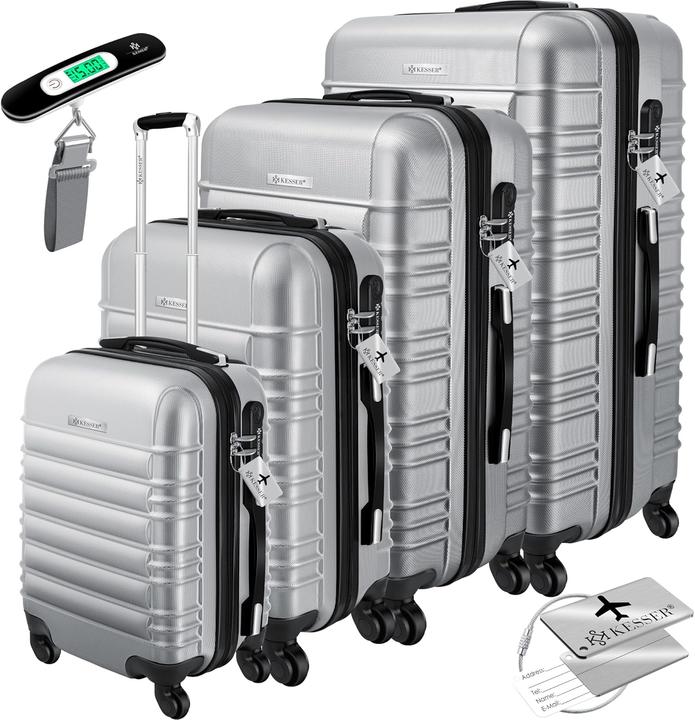 Immagine prodotto Kesser 4-teiliges ABS-Hartschalenkofferset (120 l, Bagaglio a mano (fino a 50 litri), M (50 - 90l), XL (da 115l))