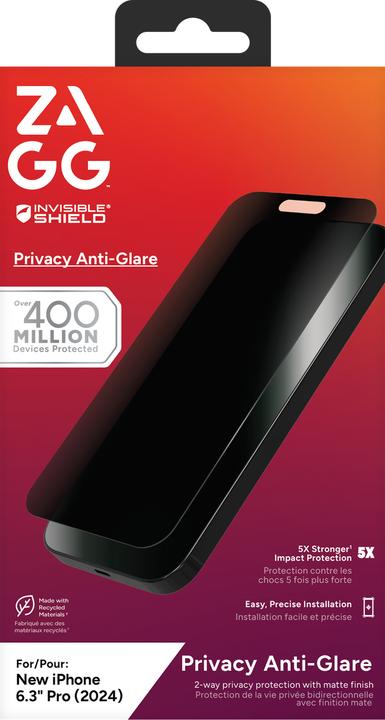 Produktbild Zagg Glass Elite Privacy Anti-Glare (1 Stück, Apple iPhone 16 Pro)