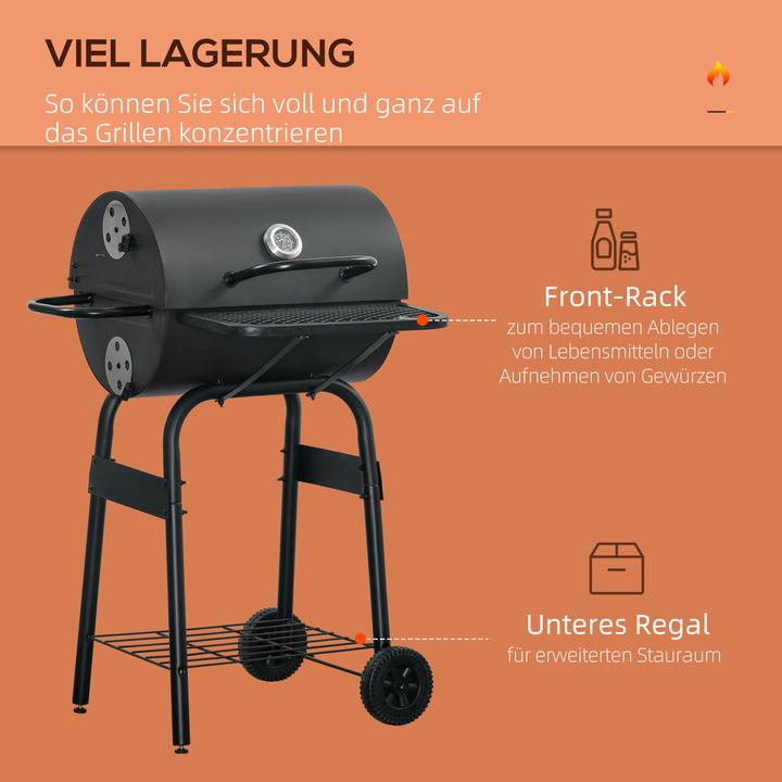Produktbild Outsunny BBQ Grill mit Deckel und Regale (35 cm)