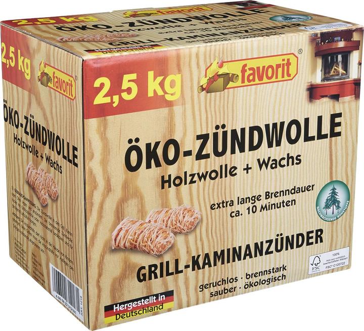 Produktbild Favorit Befeuerung Öko-Zündwolle, Feueranzünder, Spar-Pack, 2,5 kg