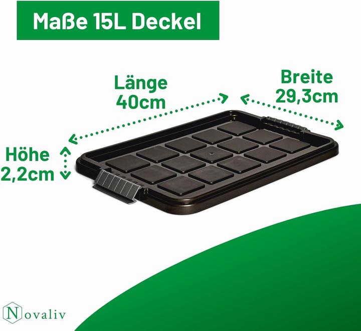 Produktbild Novaliv 3x Ersatzdeckel 15 Liter mit Clipverschluss 41x29 cm Antrazit (41 x 29 cm, 15 l)