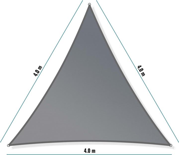 Image du produit Toboli Voile d’ombrage Triangulaire 4x4x4m Protection Vent Soleil UV 30+ Auvent Jardin Balcon Patio