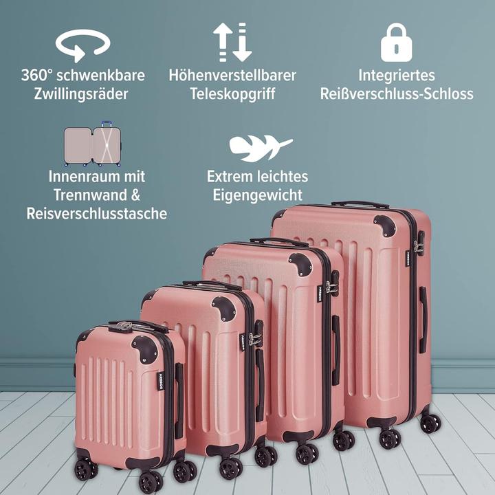 Immagine prodotto Arebos Valigia (94 l, Bagaglio a mano (fino a 50 litri), M (50 - 90l), L (90 - 115l), XL (da 115l))