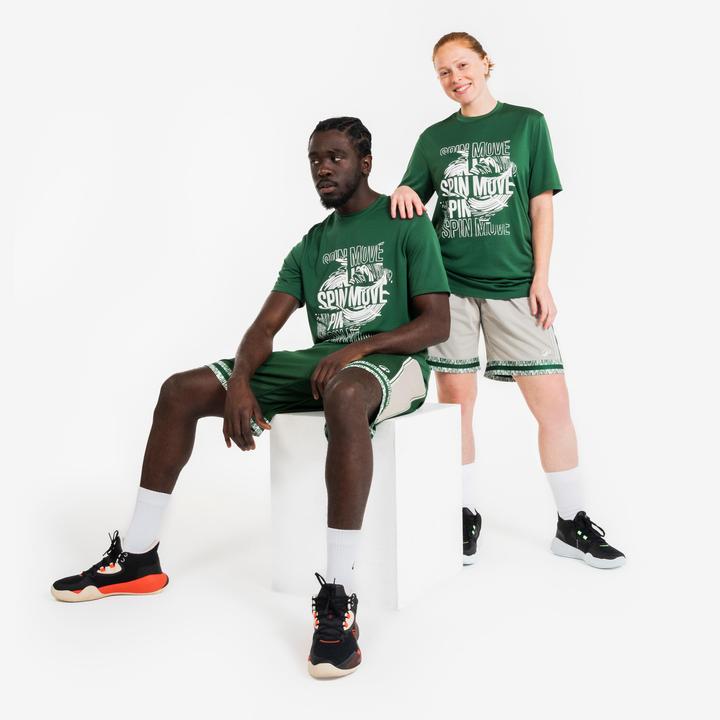 Actual product image Kipsta Damen/Herren Basketball Shorts wendbar - SH500 beige/grün (XL)