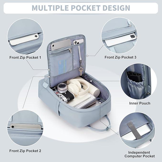 Actual product image Only-Bags.Store Solid colour computer laptop backpack, simple preppy style school bag, casual nylon travel sports