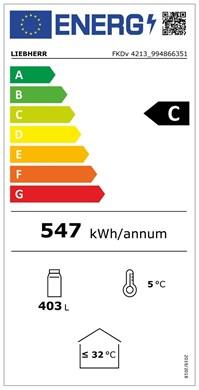 Energy Label Liebherr LiebherrDA Commercial display refrigerator ventilated FKDv 4213-21 (385 l)
