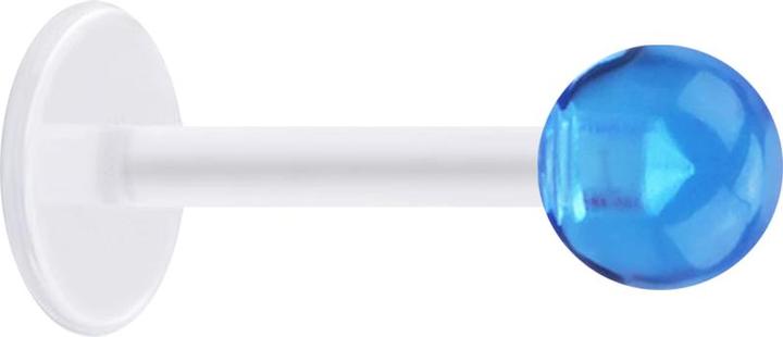 Star Piercing Micro Labret transparent mit Kugel hellblau transparent (Acryl, ohne Messing, Bioflex)