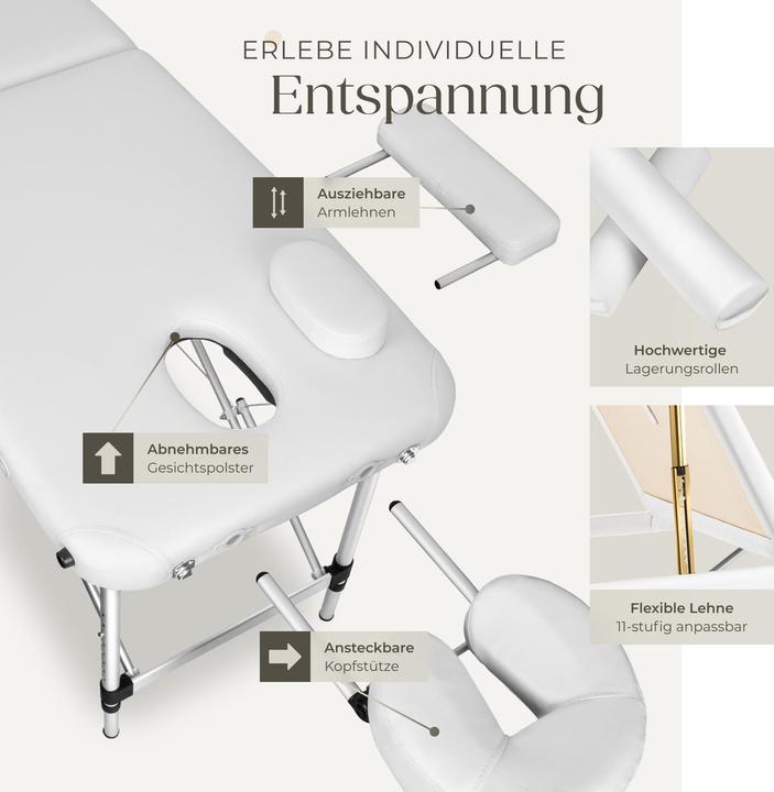 Immagine prodotto tectake Lettino per massaggi a 3 zone con schienale e bolster