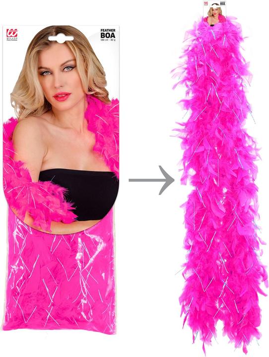 Actual product image Widmann FEDERBOA PINK MIT HOLOGRAFISCHEM LAMETTA - 1,80 m - 50 g