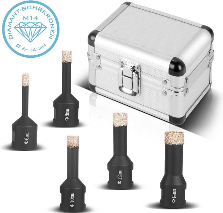 Produktbild Stahlwerk Diamant-Bohrkronen 5er Set 6-14 mm M14 für Winkelschleifer (6 - 14 mm)