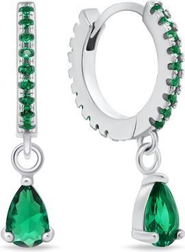 Produktbild Brilio Silver - Silver hoop earrings with green zircons EA757WG