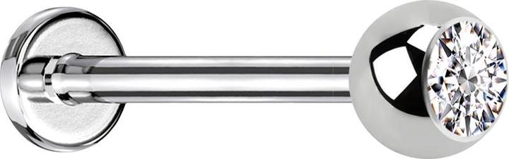 Produktbild Star Piercing Micro Labret silber mit Kugel und Kristall silber (ohne Messing, Chirurgenstahl 316L)