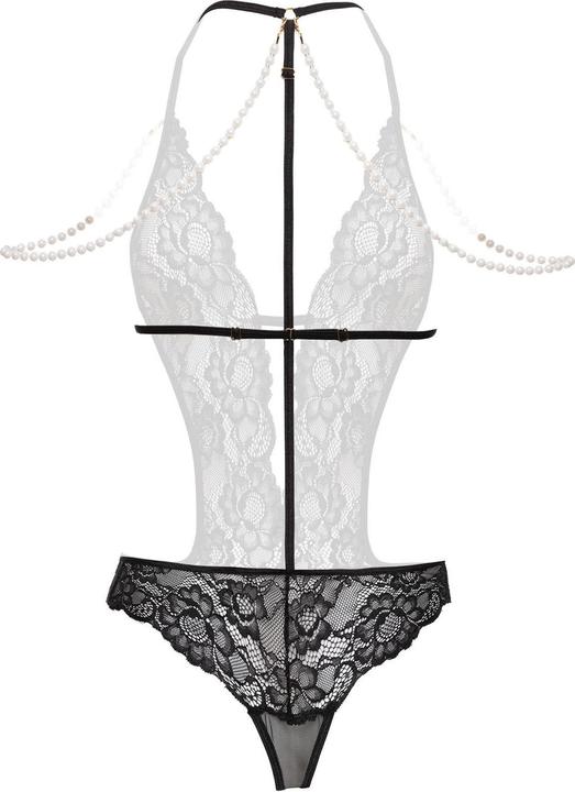 Produktbild Christine Le Duc Spitzen Body ouvert mit Perlen Mea Schwarz (XL)