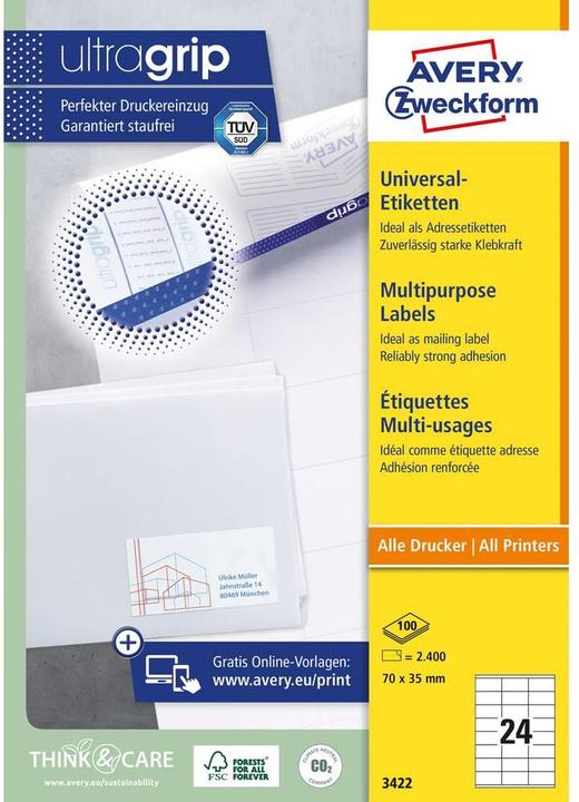 Actual product image Avery universal labels