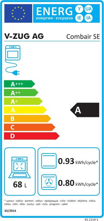 Energie-Label V-Zug Combair SE