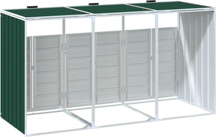 Produktbild VidaXL Mülltonnenbox für 3 Tonnen Grün 216x81x115 cm Stahl